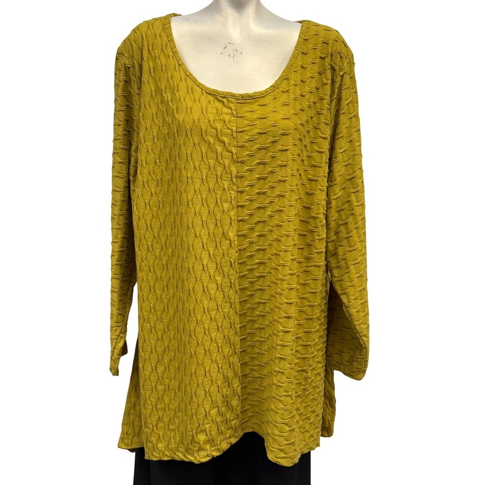Arna York Collection‎ Womens Tunic Top Olive Green Textured Long Sleeve Sz 22 24